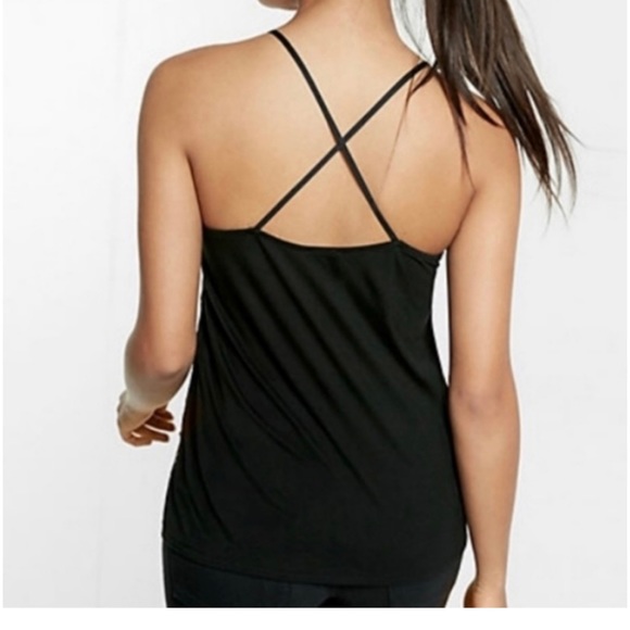 Express Sequin feather sexy black spaghetti strap top L - Picture 3 of 5